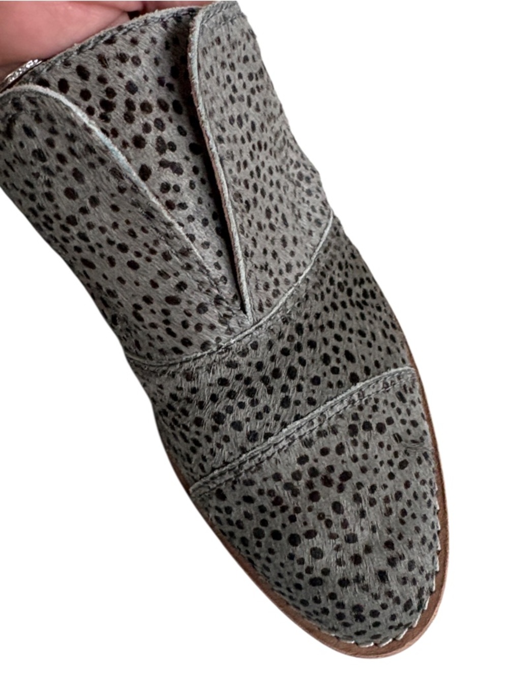 EUC All Black Leather / Calf Hair Cowman Shoes Grey Black Speckle Size 8.5 - Picture 6 of 8